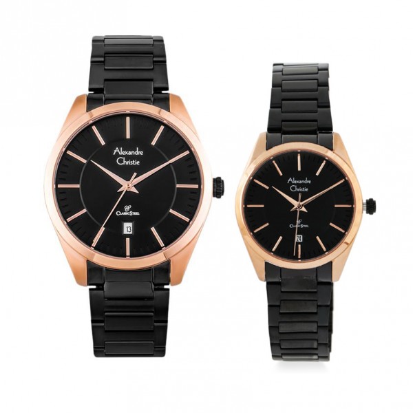 Alexandre Christie AC 8579 Rosegold Black Couple